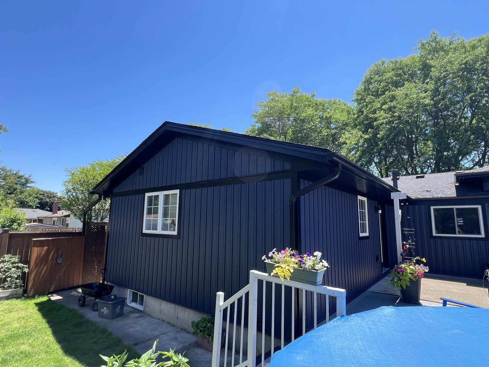 Completed 5-inch eavestrough installation on Niagara Falls exterior renovation