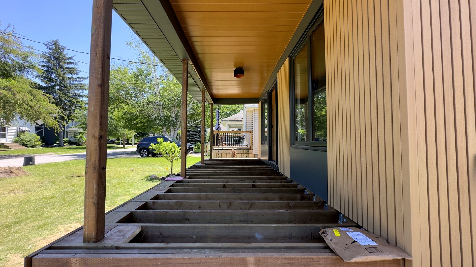 Deck stairs and railing installation
