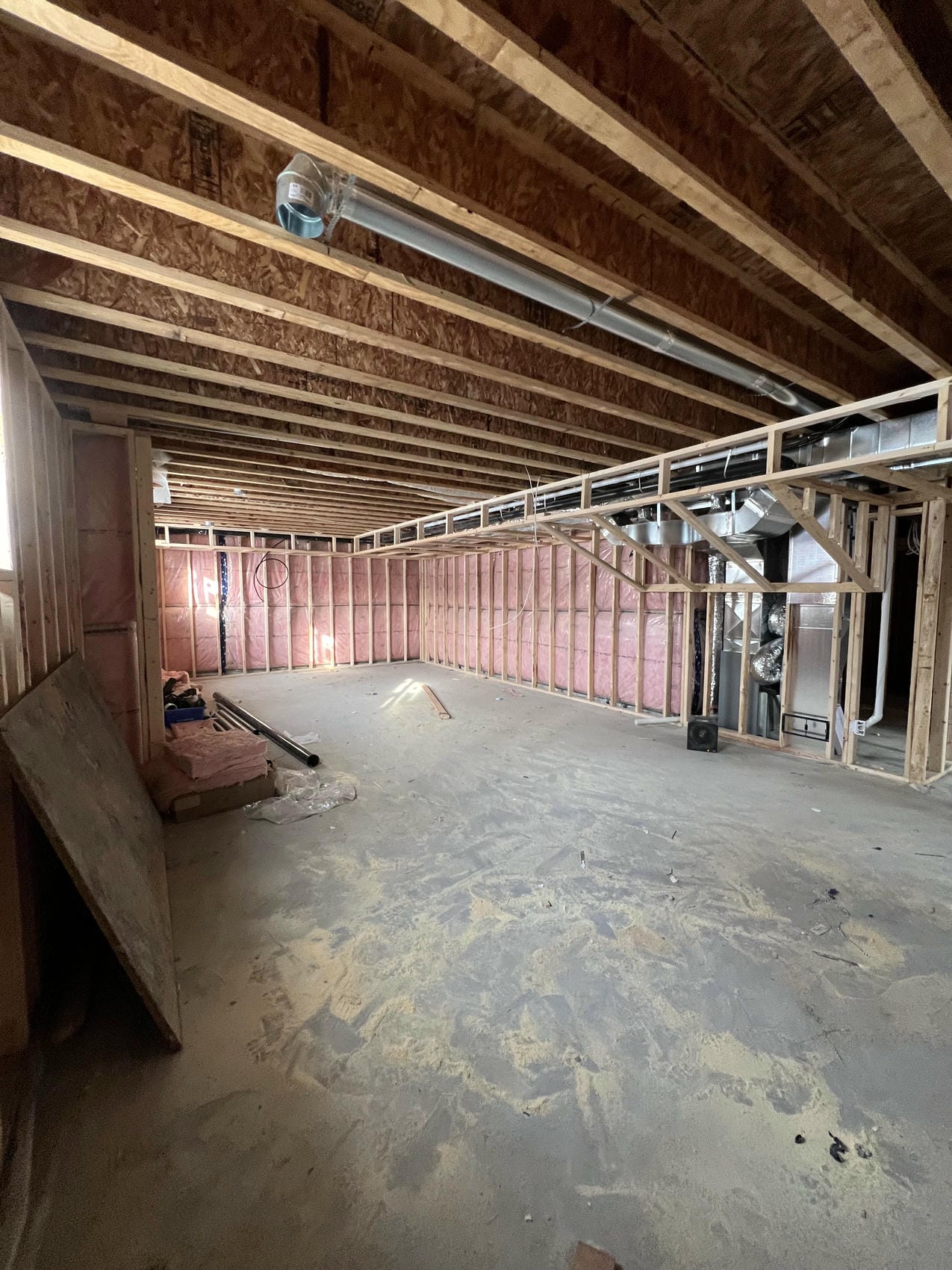 Basement interior framing with insulation prep in Niagara