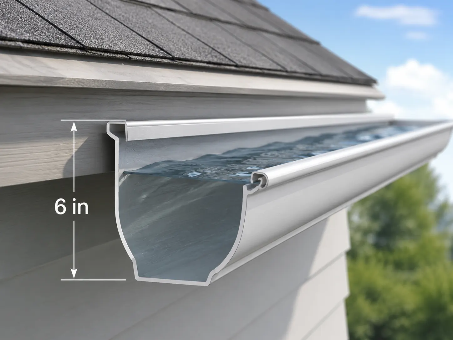 6-inch oversized seamless aluminum eavestrough profile