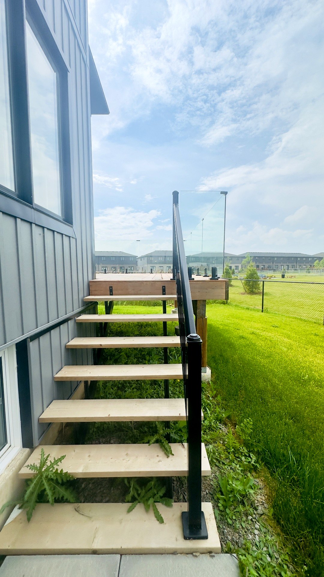 Deck stairs and railing installation