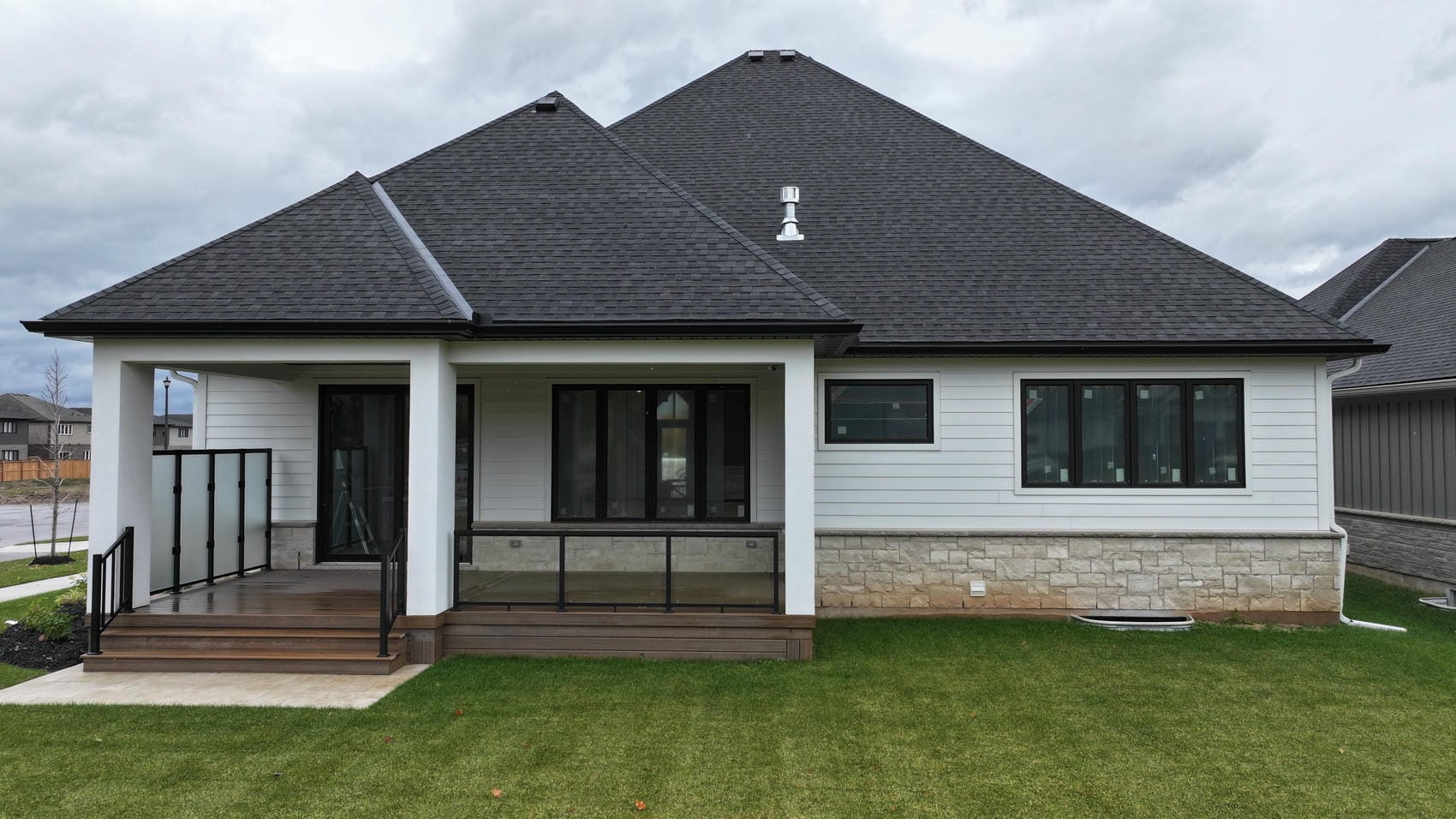 Completed soffit and eavestrough on Pelham new build exterior
