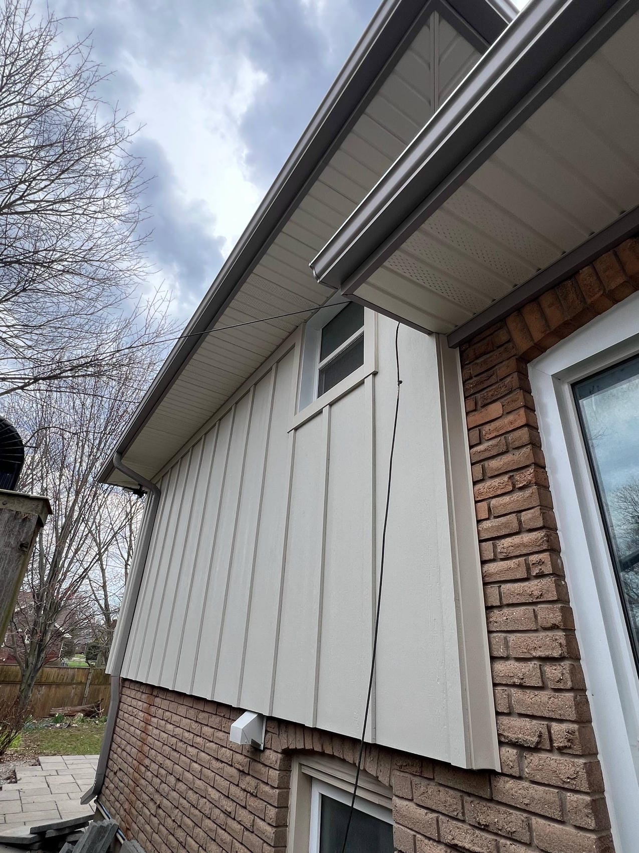 Completed eavestrough installation on Welland exterior renovation
